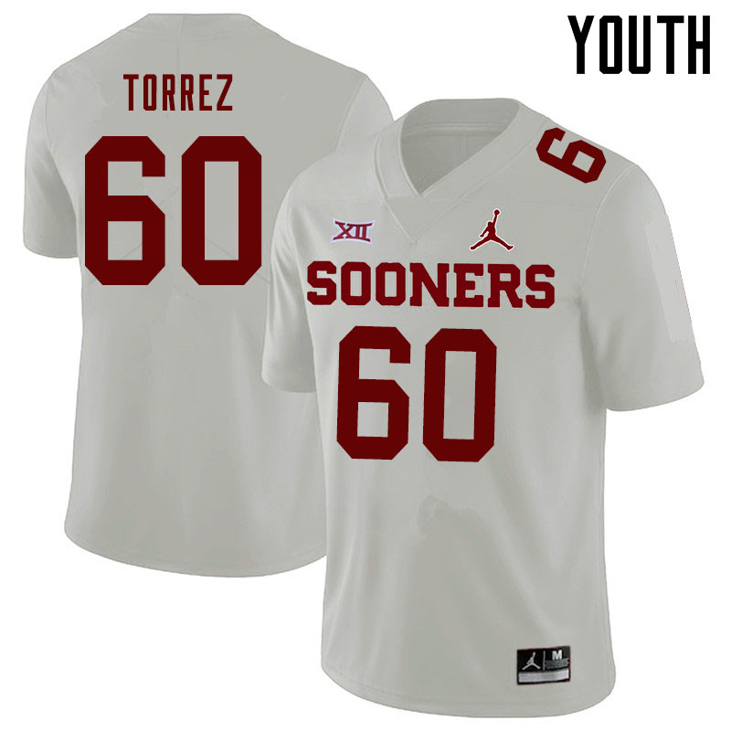 Jordan Brand Youth #60 Matt Torrez Oklahoma Sooners College Football Jerseys Sale-White - Click Image to Close